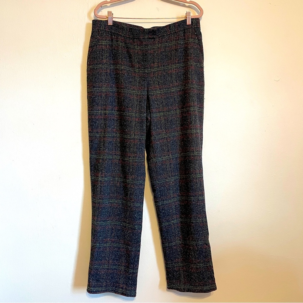 🔥 Liz Claiborne | Gray Plaid Wool Blend Tabitha Straight Leg High Rise Pants 12